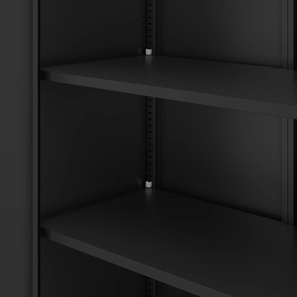 4 polcos fém irodai szekrény, fekete, 1750x800x400 mm: JAN Compact