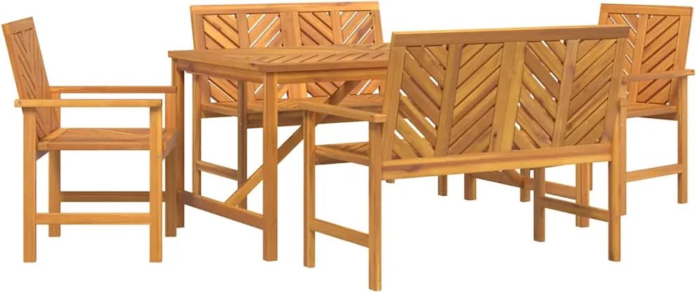 vidaXL Kert étkező szett 5 pcs Barna Tömör Akácfa