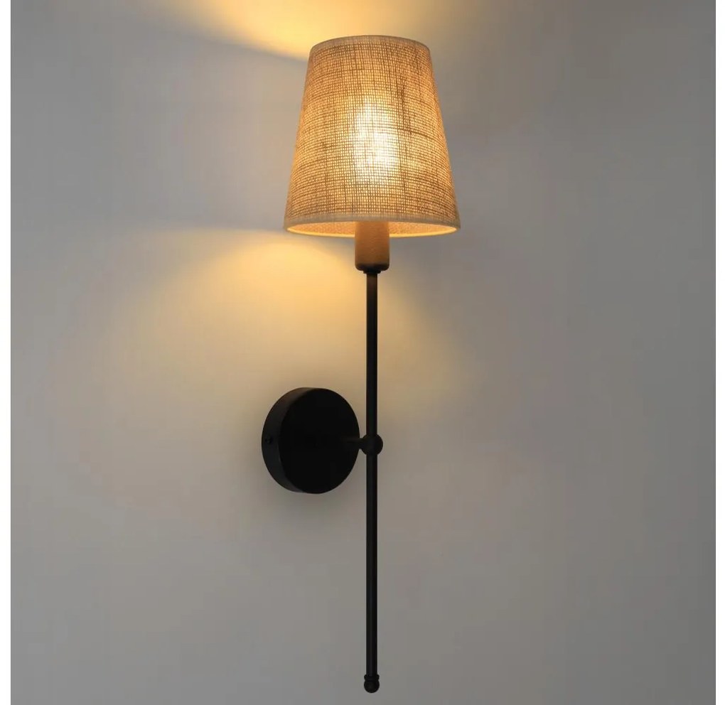 Fali lámpa MADELA 1x E14/40W/230V juta/fekete