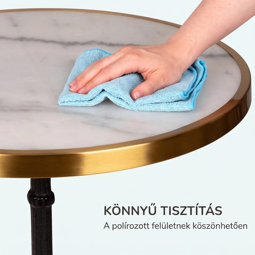 Blumfeldt Patras Lux, bisztró asztal háromlábú talapzattal, márvány asztal, Ø: 57,5 cm, magasság: 72 cm