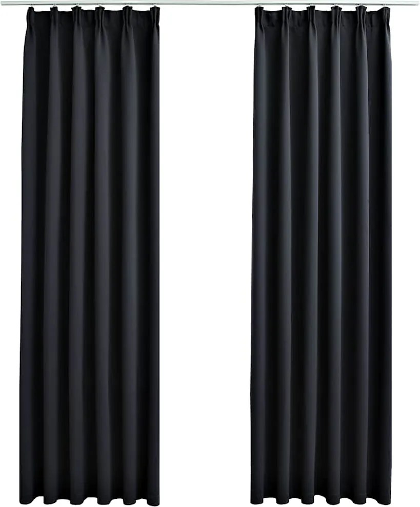 vidaXL 2 db fekete sötétítőfüggöny kampókkal 140 x 225 cm