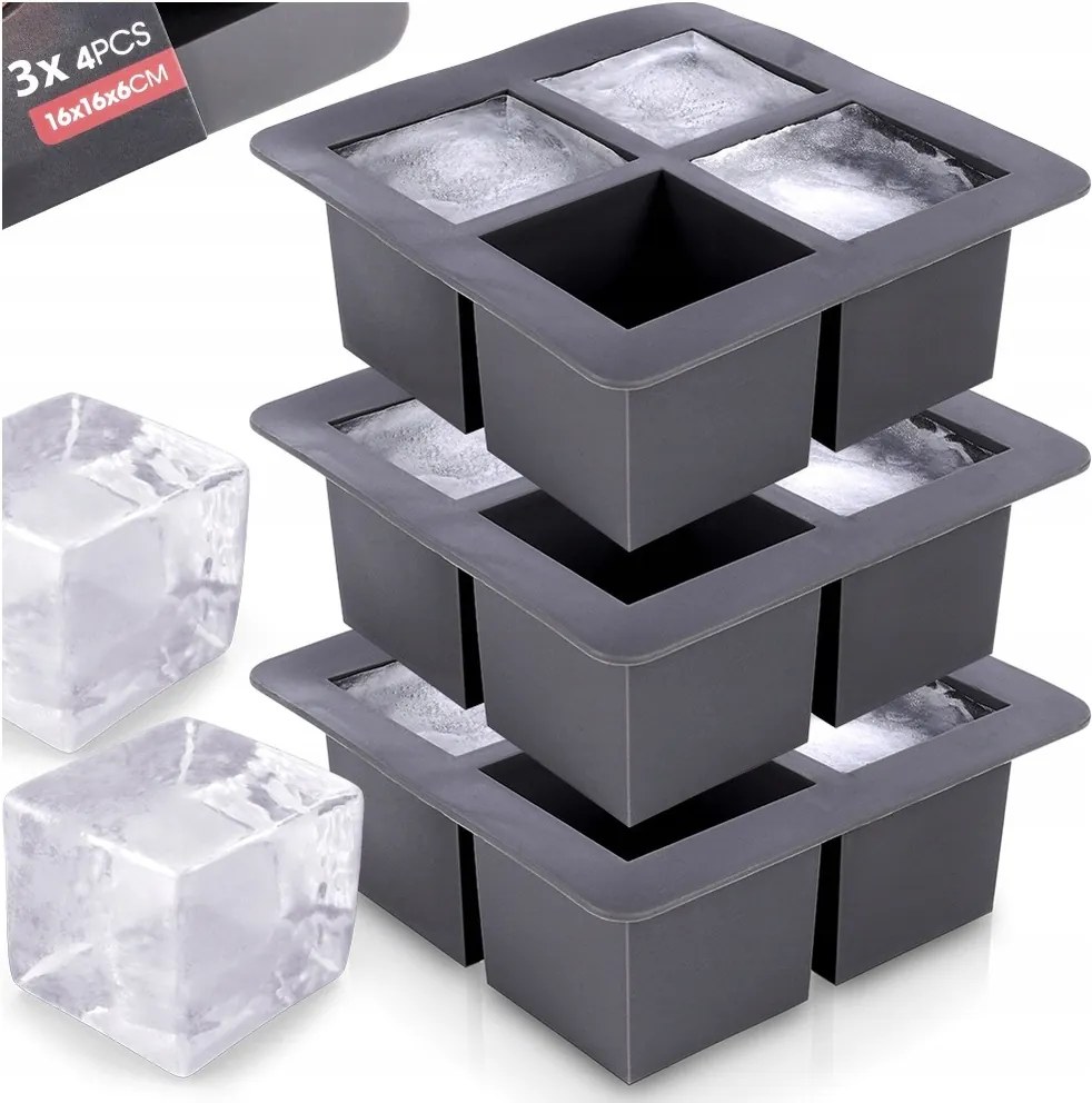 3x Szilikon öntőforma nagy jégkockákhoz jégkockák XXL