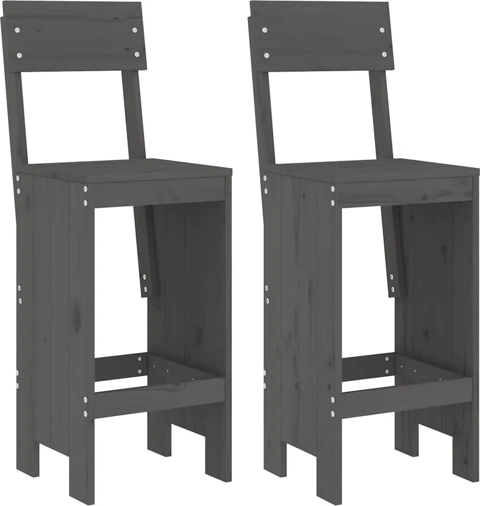 vidaXL 2 db szürke tömör fenyőfa ülőke 40x48,5x115,5 cm