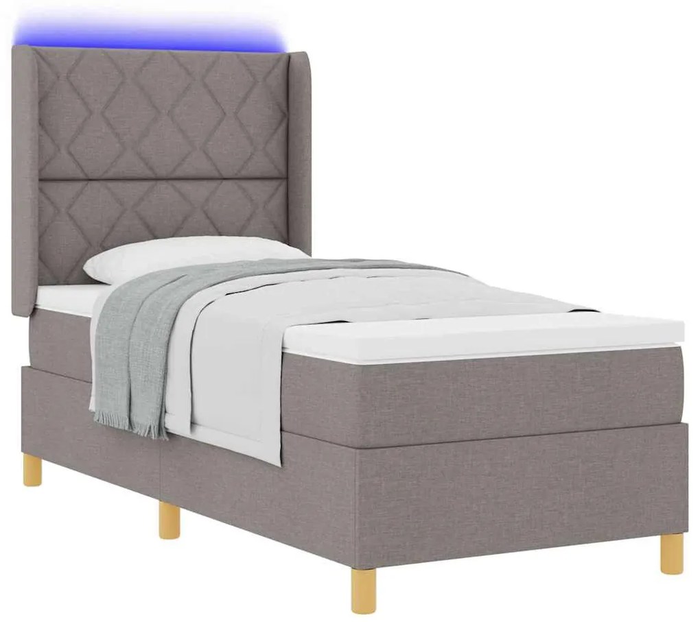 Boxrugós ágy matracmal Tópszínű 100 x 200 cm szövet