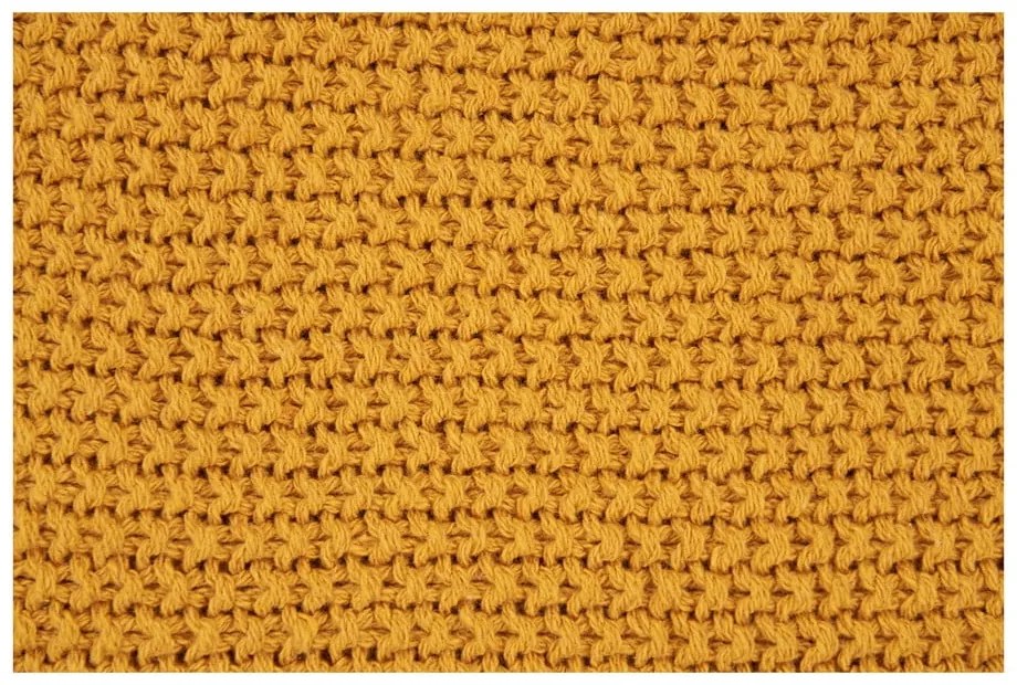 Sárga újrahasznosított pamut kötött takaró 130x170 cm Santos – House Nordic