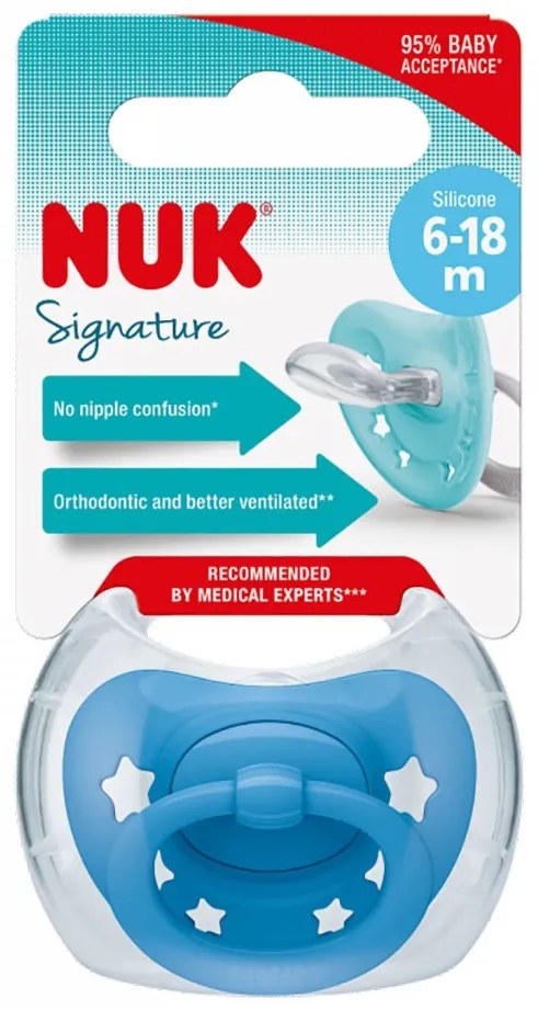 Baba cumi  NUK Signature 6-18 h blue star, vel. 6-18 m