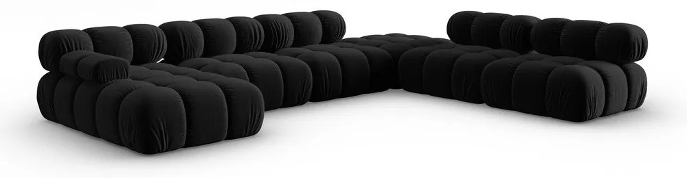 Fekete bársony kanapé 379 cm Bellis – Micadoni Home