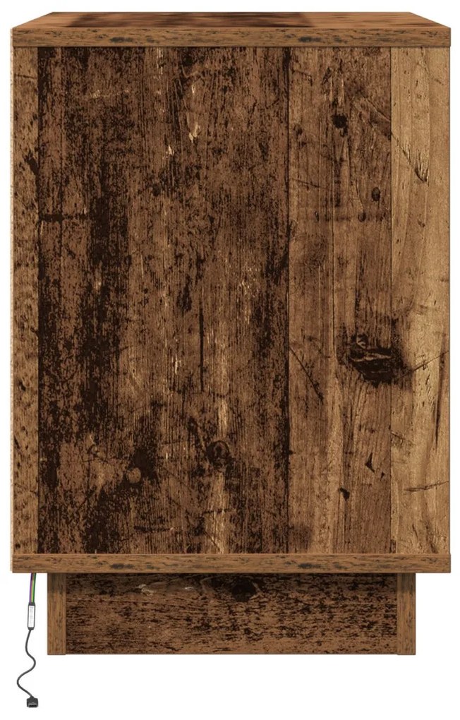 éjjeli szekrény LED lámpákkal 2 db Régi Fa 50x34,5x50 cm