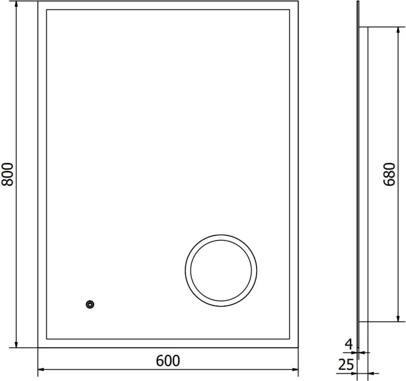 Mexen Kala világított fürdőszobai tükör kozmetikai tükörrel 60 x 80 cm, LED 6000K, páramentesítő