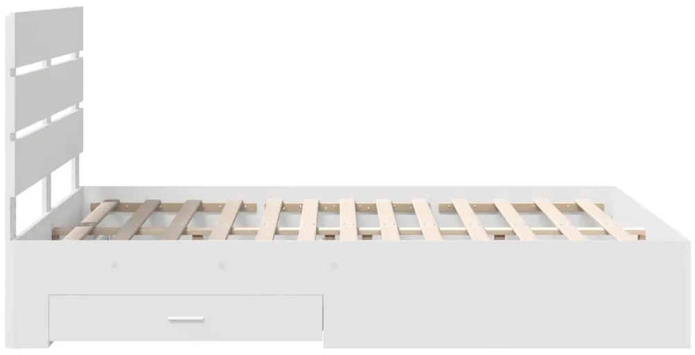 vidaXL Ágykeret fiókkal fejtámlával Fehér 160 x 200 cm Faanyag