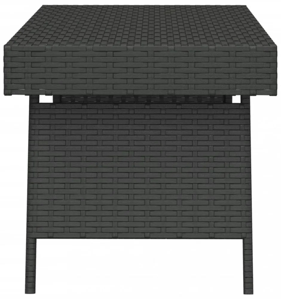 fekete összecsukható polyrattan kisasztal 60 x 40 x 38 cm