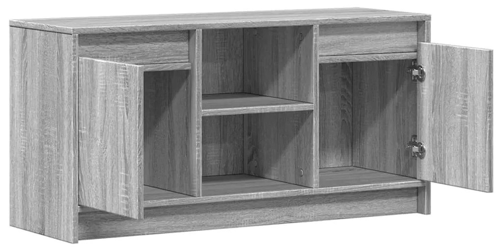 szürke sonoma színű szerelt fa LED-es TV-szekrény 100x34x50 cm