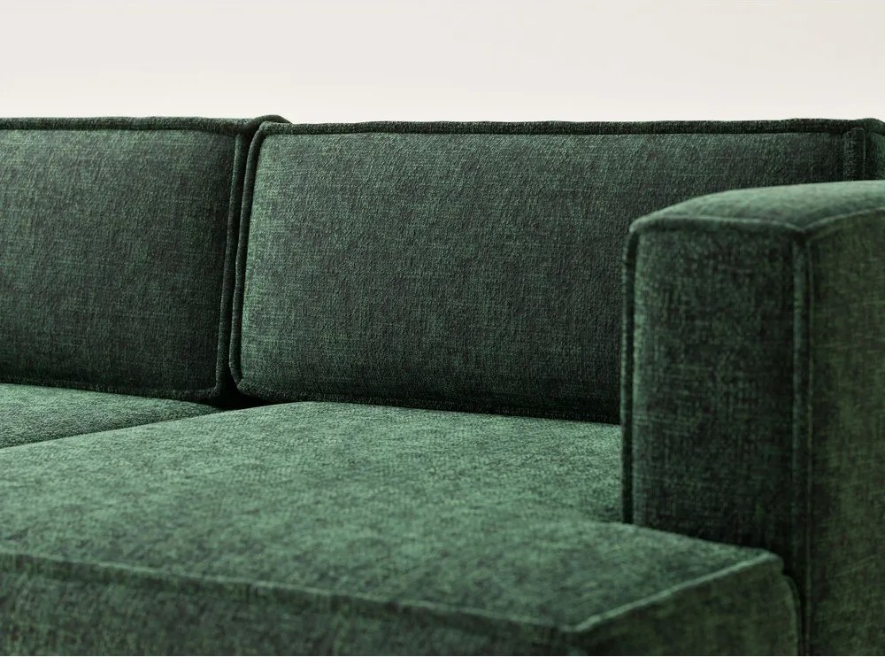 Sötétzöld zsenília kinyitható-tárolóhelyes sarokkanapé (jobb oldali-heverő résszel) Velto – Maison de Rêve