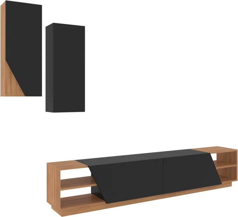 Zebra TV-állvány, fekete-teak, 240 cm