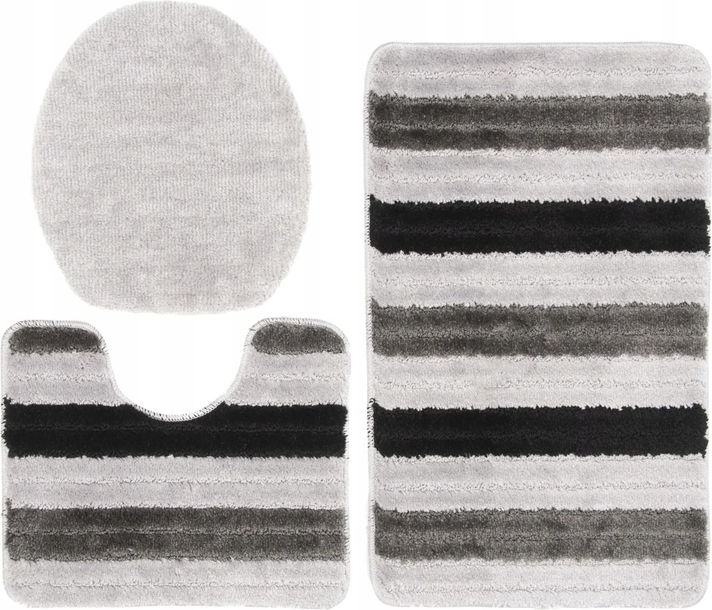 Fürdőszobaszőnyeg 3 El. Csúszásgátló 3D szürke