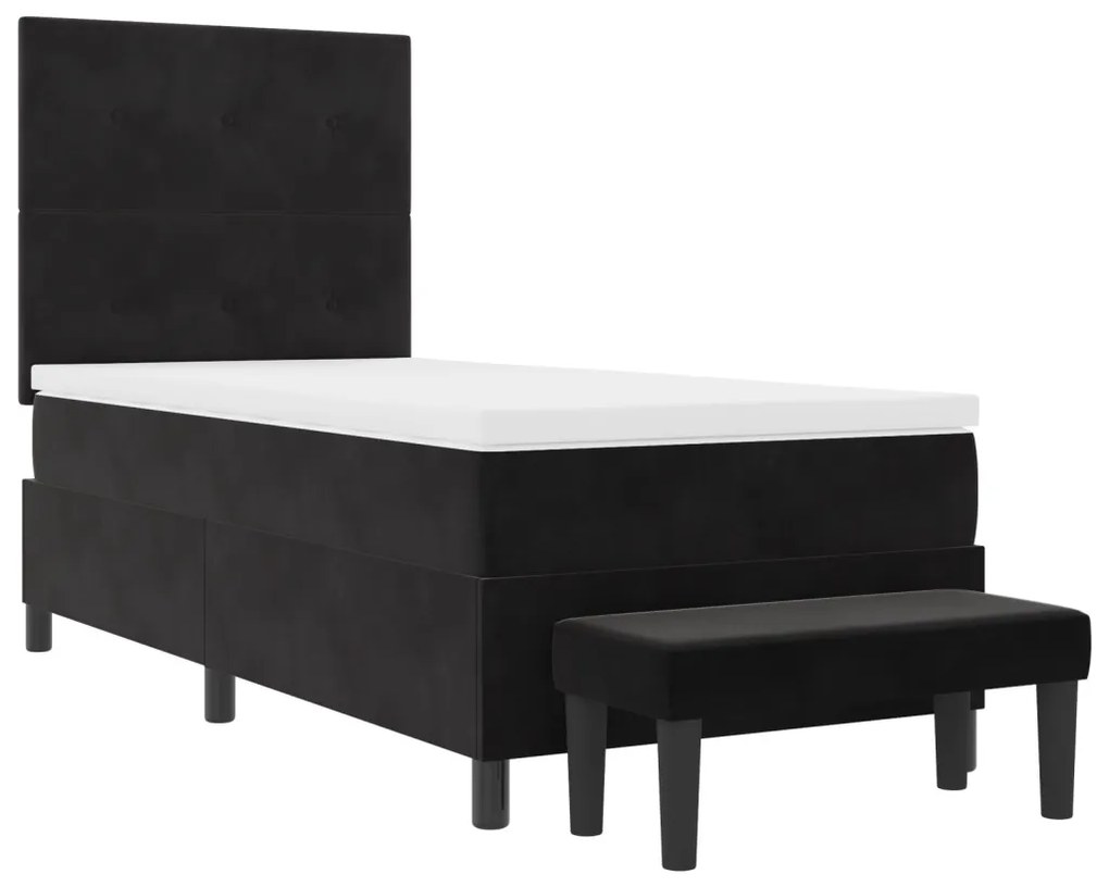 Box Spring Ágy Matraccal & Pad Fekete 80x200 cm Plüss