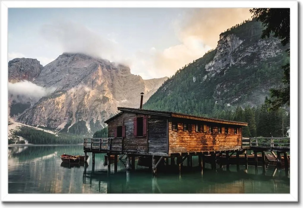 Poszterek keretben 60x40 Hegyi kikötő Csónakok