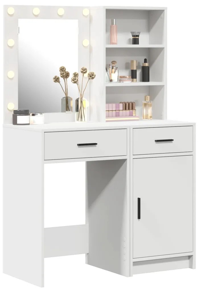 Sminkasztal Készlet 2 pcs Fehér 50 x 41 x 135 cm Faanyag