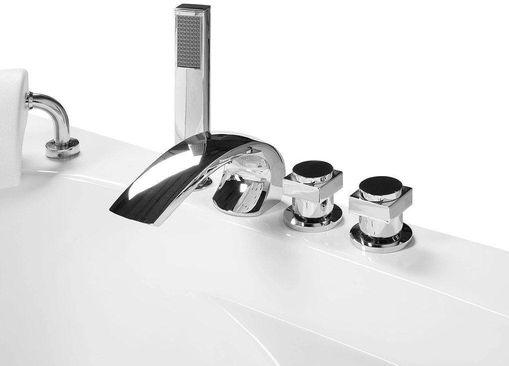 Fehér whirlpool masszázskád LED világítással 187 x 136 cm MANGLE Beliani