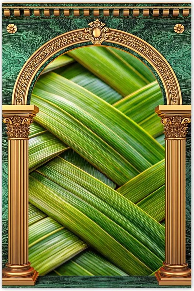 Poszterek 60x90 Zöld fonott zöld rattan fonott lemez