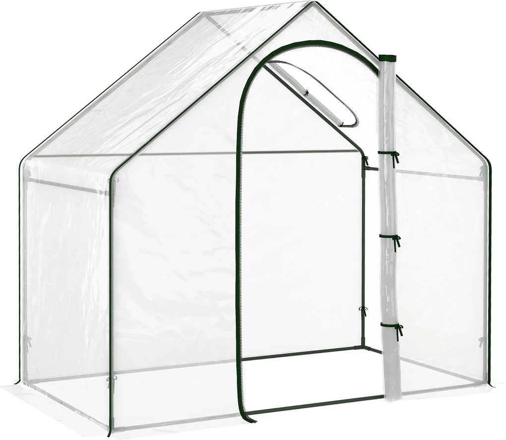 Outsunny PVC Kerti Üvegház, erkély üvegház, megerősített ponyva, acélváz, felhúzható cipzáras ajtó, zöldségekhez, beltéri és kültéri használatra, 180