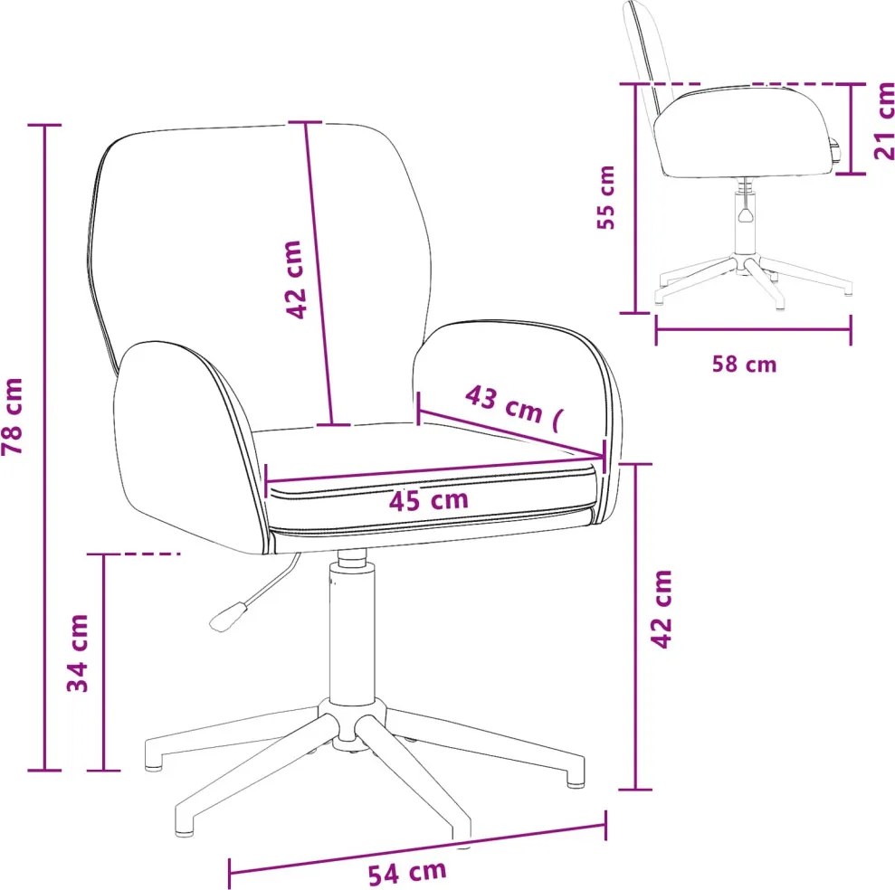 vidaXL forgatható íróasztali szék 54 x 58 x 90 cm Fekete Szövet