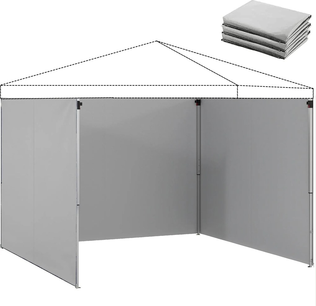 Outsunny 3 darabos pavilon oldalfal 3×3 m — cipzáras, UPF50+, vízlepergető 210D Oxford, világosszürke | Aosom