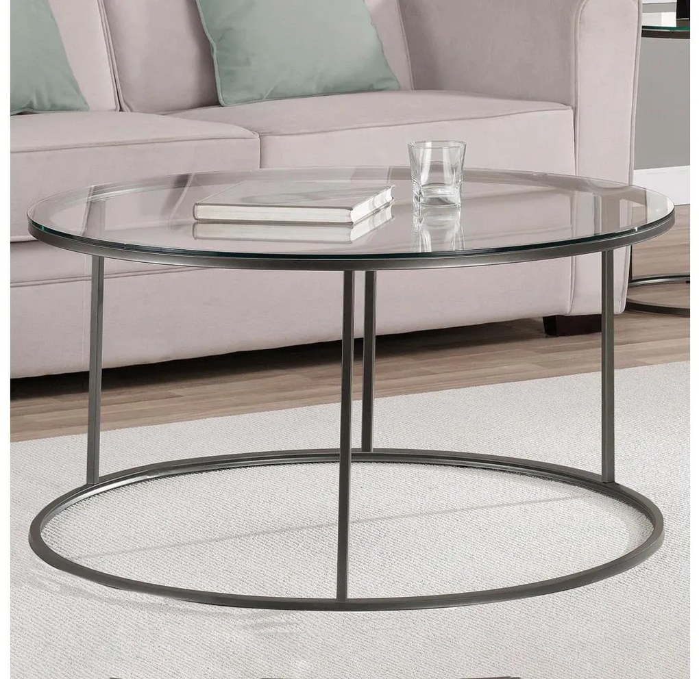 Kávésasztal BERLIN 60x45 cm fekete/átlátszó