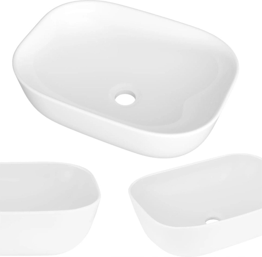 Mosdókagyló pultra szerelhető kerámia fürdőszobai fehér téglalap alakú Merca