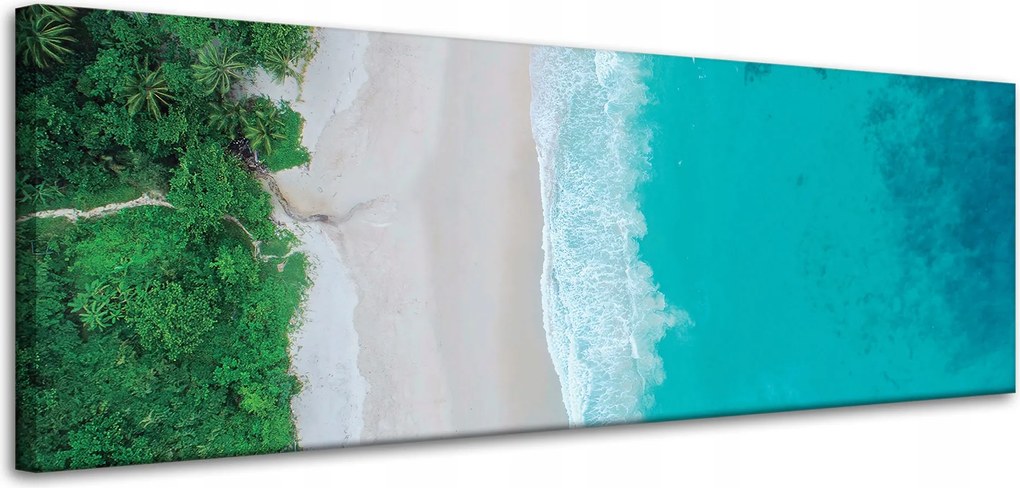 Vászonkép Víz Hullámok Tengerpart Fák Természet 120x40 cm