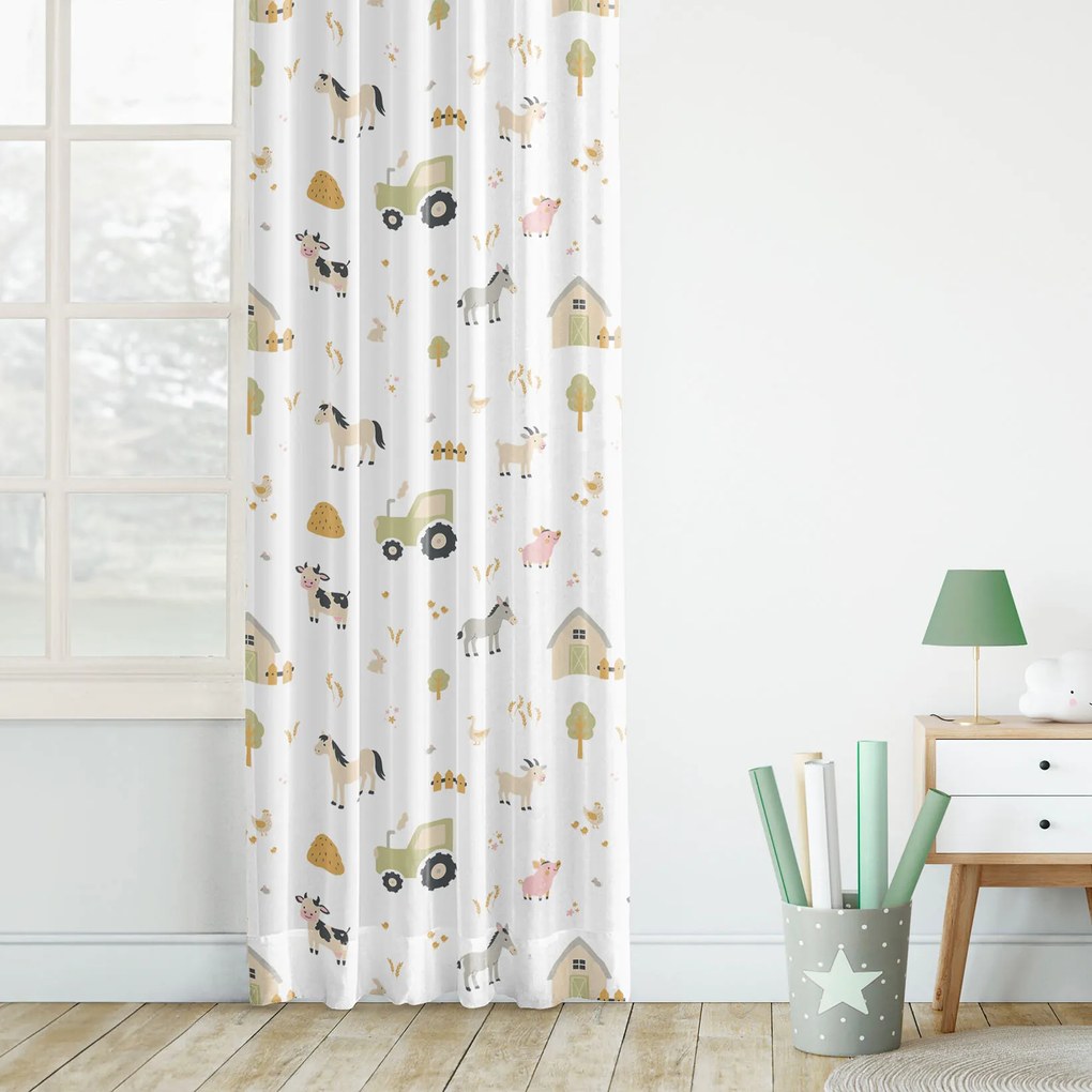 Goldea gyerek pamut függöny - élet a farmon 280x150 cm