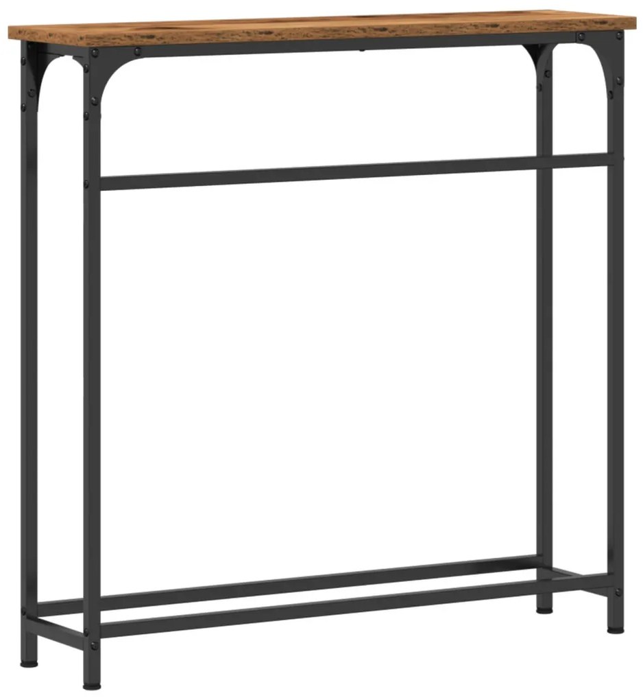 vidaXL Konzolasztal Régi Fa 75x19,5x75 cm Műgyanta és Acél