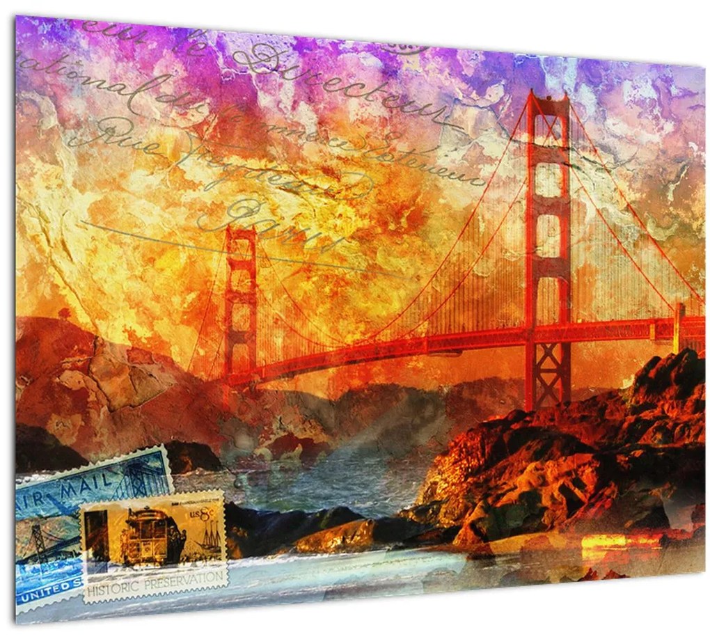 Kép - Golden Gate, San Francisco, Kalifornia (üvegen) (70x50 cm)