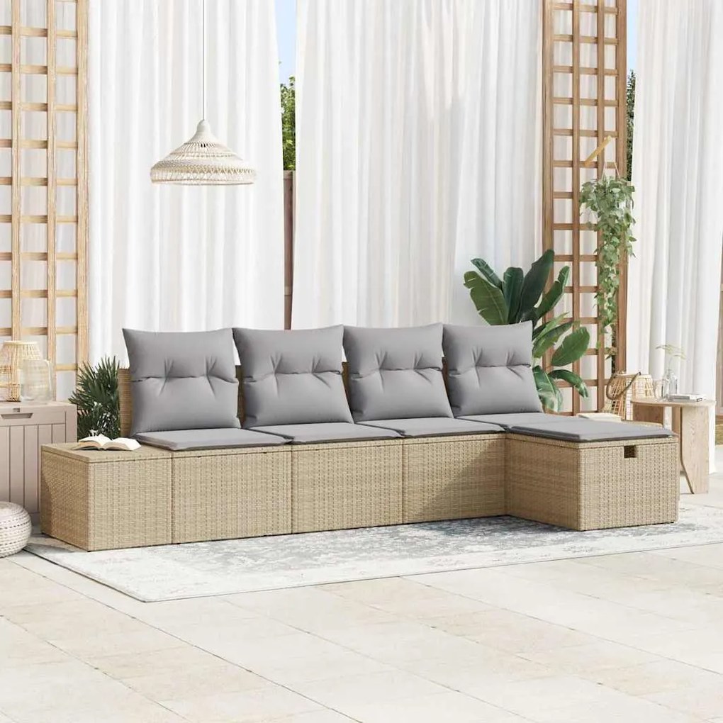 Kerti Kanapé Szett 5 pcs Bézs 55 x 62 x 69 cm Poli rattan