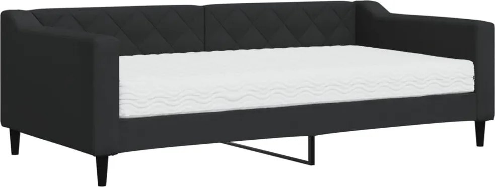 vidaXL fekete szövet kanapéágy matraccal 90 x 190 cm