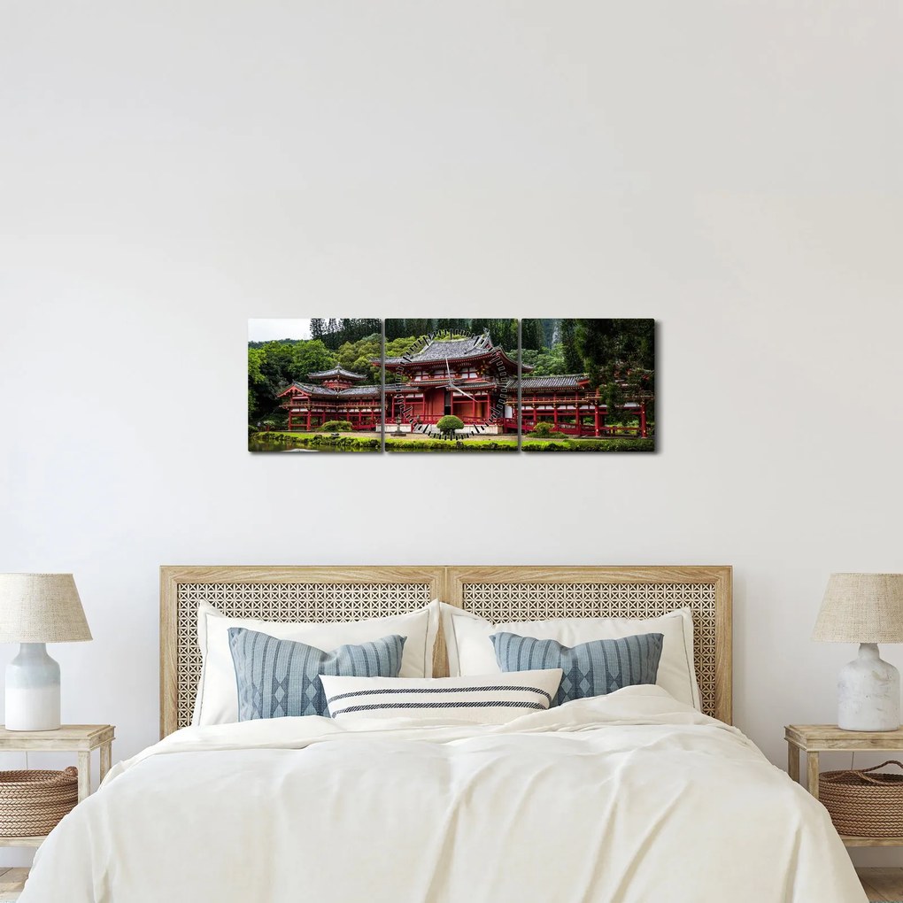 Kép - Buddhista kolostor (órával) (90x30 cm)