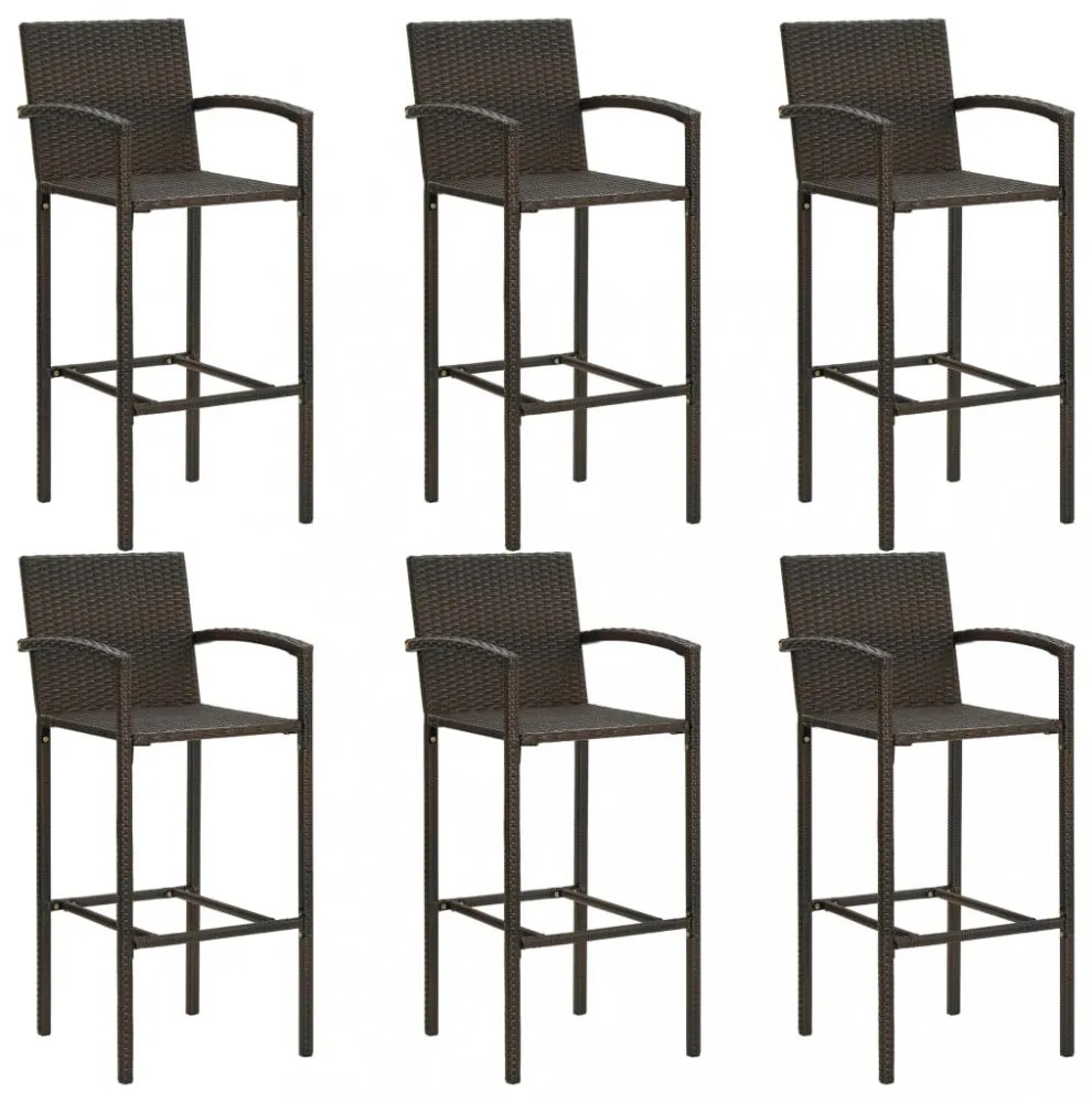 7 részes barna polyrattan kültéri bárszett kartámasszal