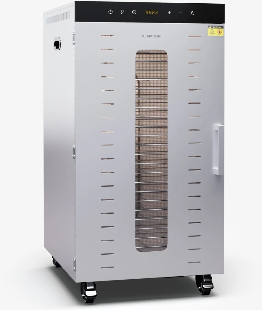 Klarstein MasterJerky 350, szárító, teljesítmény 2 000 W, hőmérséklet-tartomány 30 - 90 °C, 24 órás időzítő, rozsdamentes acél