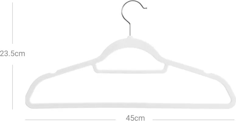 CHIC bársony csúszásmentes vállfa szett, 50 db, fehér SongmicsHome