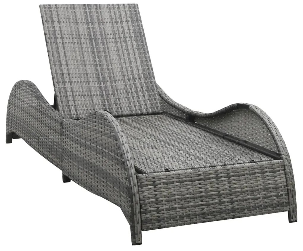 Antracitszürke polyrattan napozóágy párnával