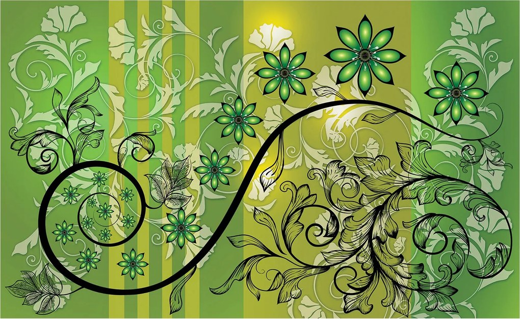 Fotótapéta Virágok Hullám Zöld 254x184 Dekoratív és Stílusos +ragasztó