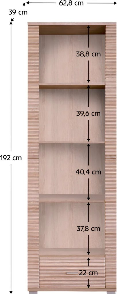 Könyvespolc typ 6, sonoma tölgy, GRAND