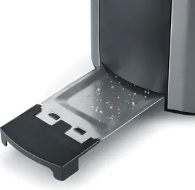 Severin AT 2589 - Két szeletes kenyérpirító 800W/230V rozsdamentes acél/fekete