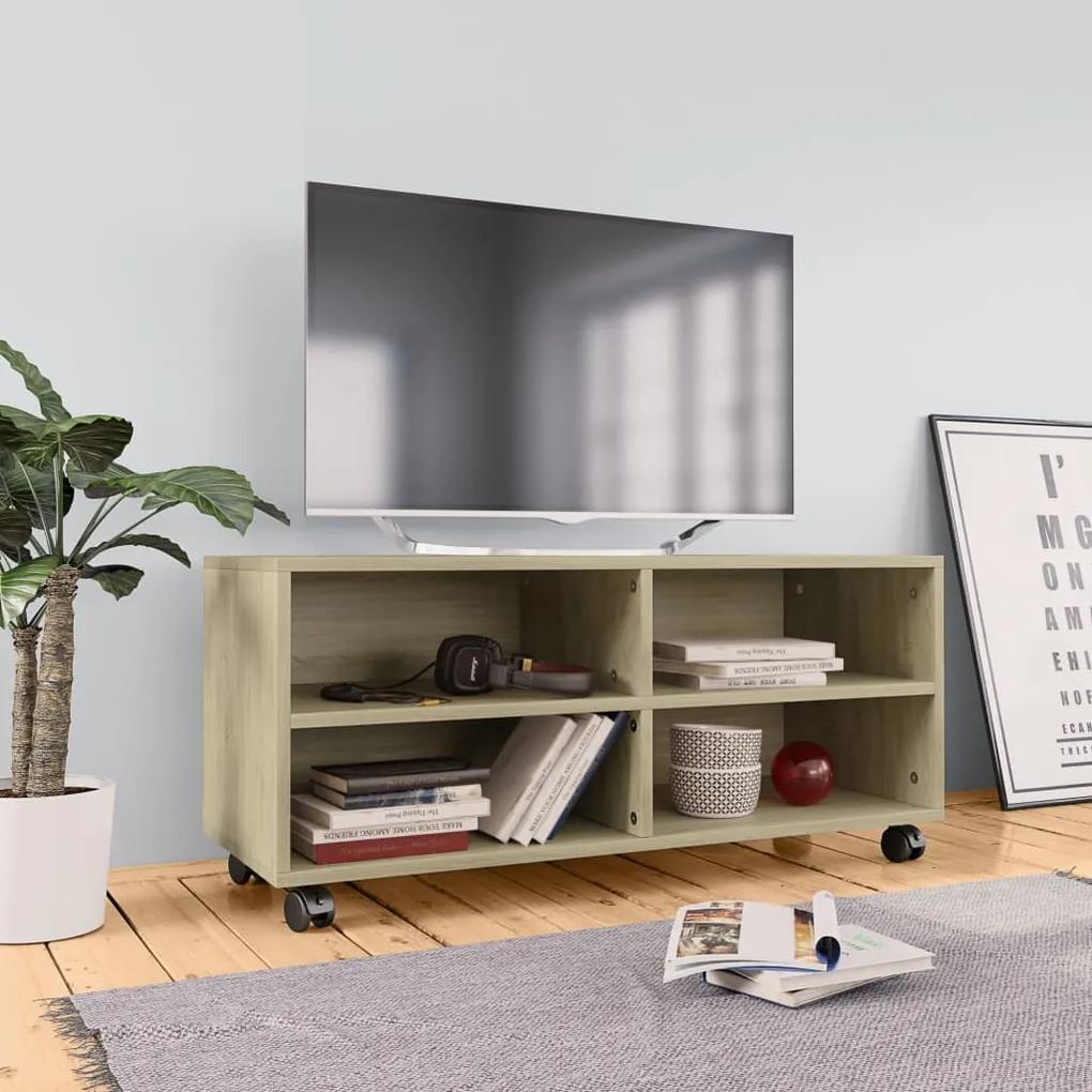 vidaXL sonoma színű forgácslap TV-szekrény görgőkkel 90 x 35 x 35 cm