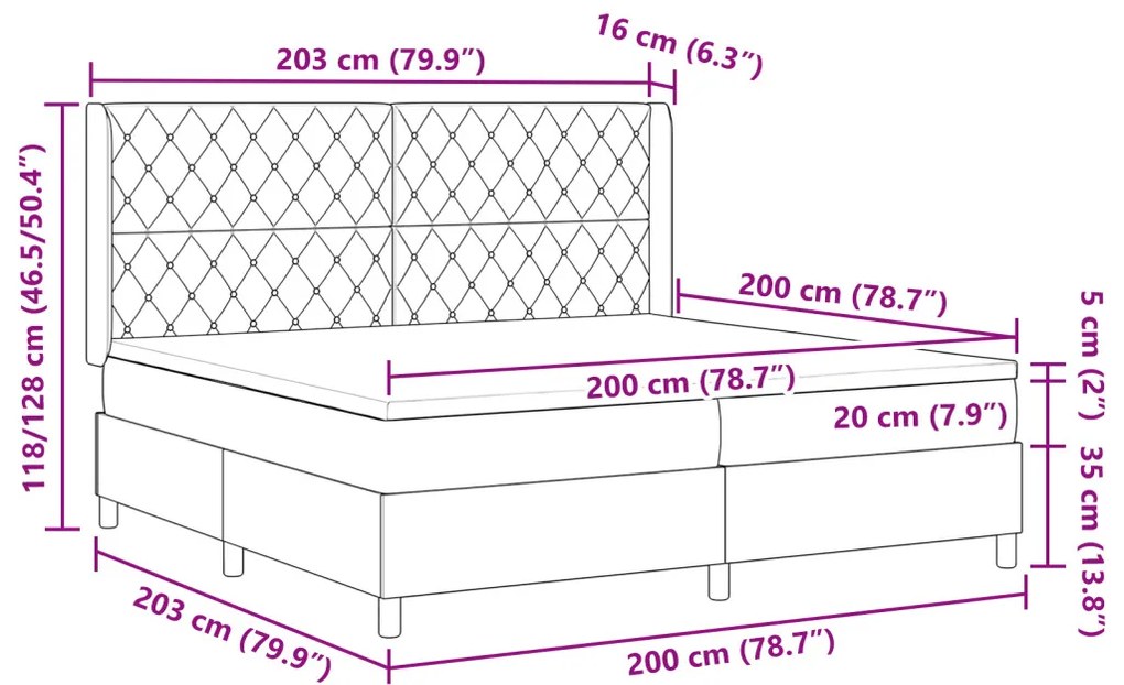 Boxspring Ágy Matraccal Sötétszürke 200x200 cm Bársonyos