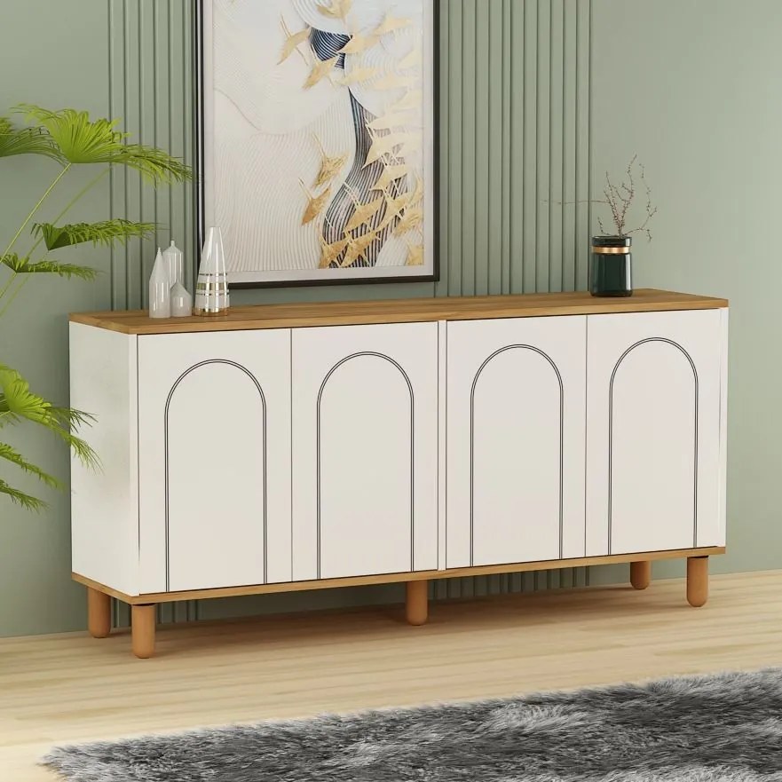 Fayron komód, zafír tölgy-fehér, 150 cm