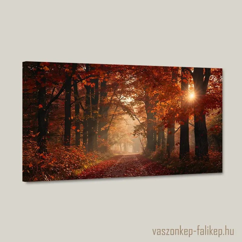Őszi erdei fények vászonkép – őszi hangulat 40x23 cm