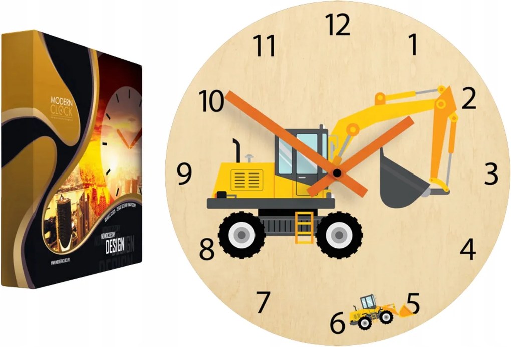 Nyírfa óra kotrógép mintával Fali kvarc akril kotrógép kerek