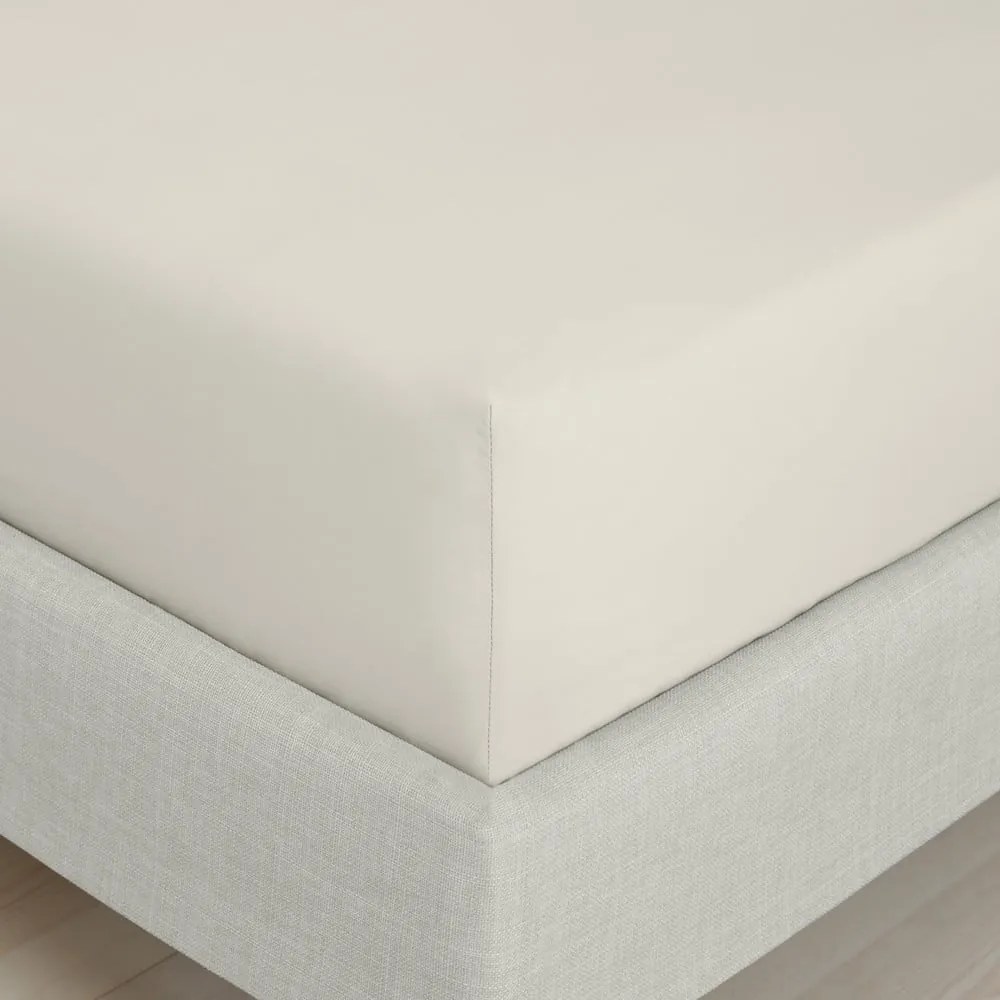 Bézs gumis pamut-perkál lepedő 90x190 cm Cotton Percale – Bianca