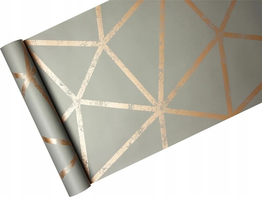 Modern Geometrikus tapéta Szürke És Réz